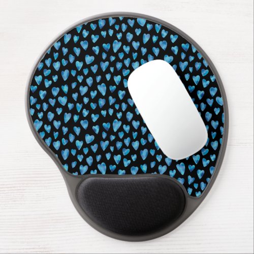 Blue Watercolor Heart pattern Gel Mouse Pad