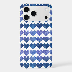 Blue Watercolor Heart Pattern Minimalist Aesthetic iPhone 17 Pro Max Case
