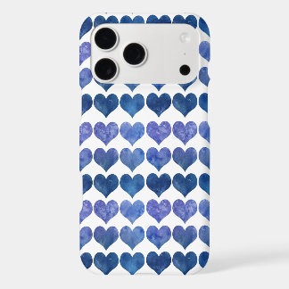 Blue Watercolor Heart Pattern Minimalist Aesthetic iPhone 17 Pro Max Case