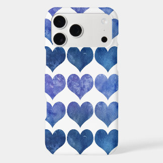 Blue Watercolor Heart Pattern Minimalist Aesthetic iPhone 17 Pro Max Case