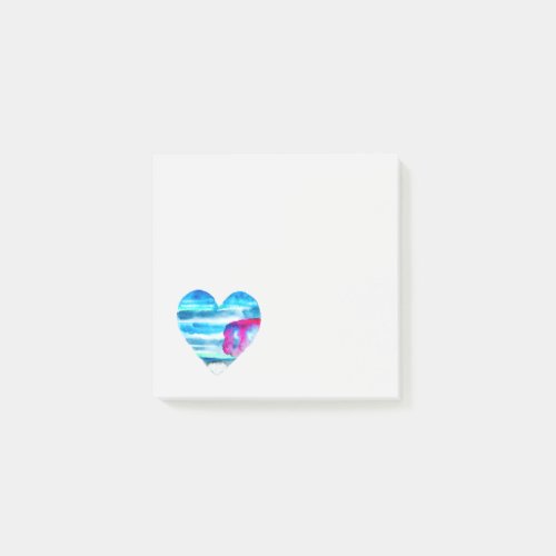 Blue watercolor heart post_it notes