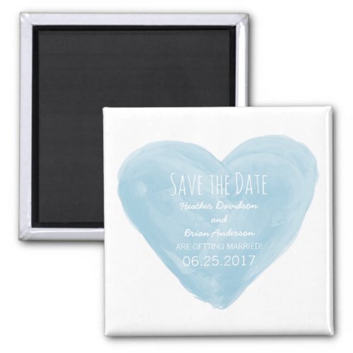 Blue Watercolor Heart Save the Date Magnet