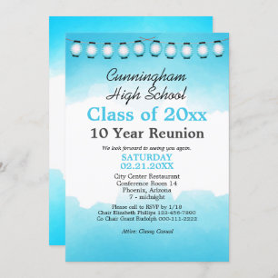 Blue Watercolor High School Class Reunion Template