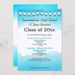 Blue Watercolor High School Class Reunion Template