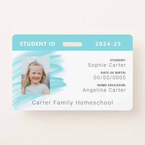 Blue Watercolor Homeschool Student ID Badge