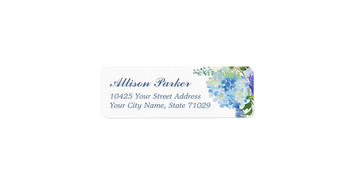 Blue Watercolor hydrangea Address Labels | Zazzle