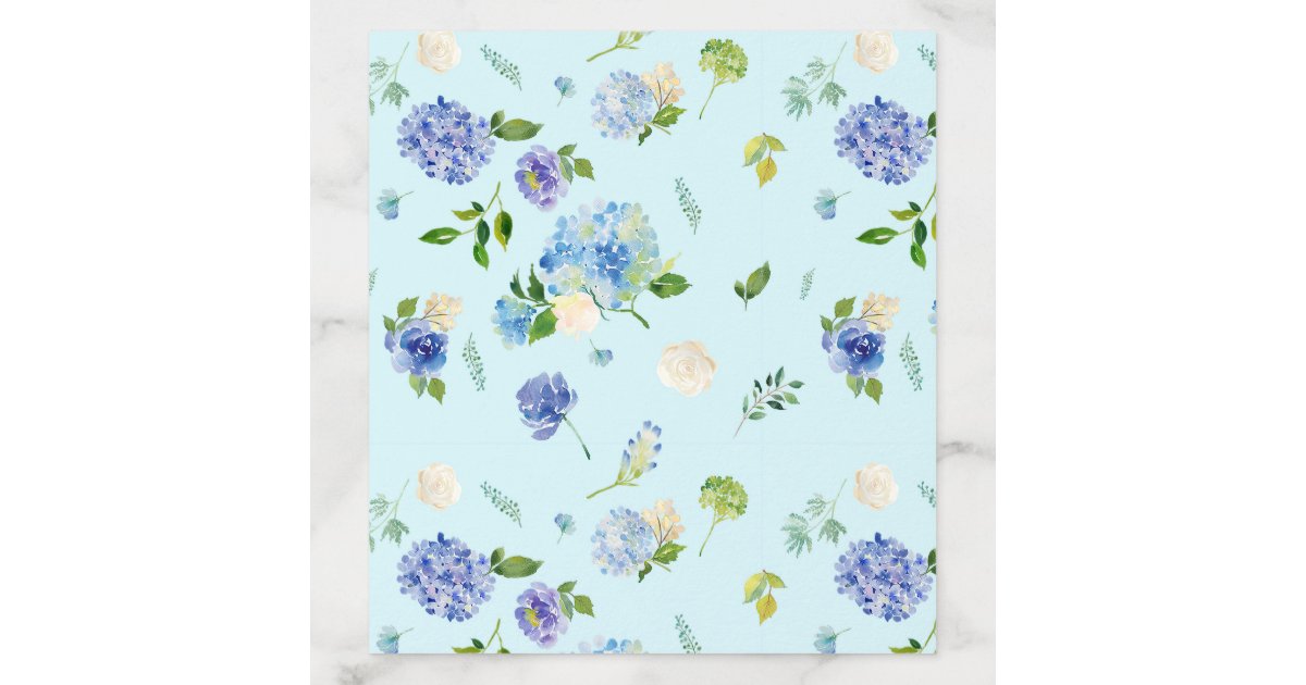 Blue Watercolor Hydrangea and Rose Floral Pattern Envelope Liner | Zazzle