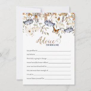 Blue Watercolor Hydrangea Baby Shower Advice Card