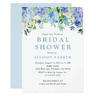 Blue Hydrangea Invitations Announcements Zazzle Blue Watercolor Hydrangea Bridal Shower Invitation
