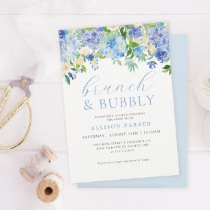 Blue Watercolor Hydrangea Brunch & Bubbly Cards