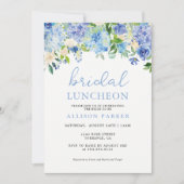 Blue Watercolor Hydrangea Floral Bridal Luncheon Invitation (Front)