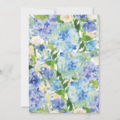 Blue Watercolor hydrangea Floral Wedding Card (Back)