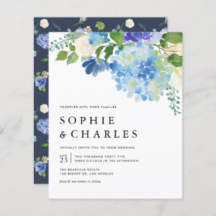Blue Watercolor Hydrangea Wedding Invitation
