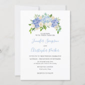 Blue Watercolor Hydrangea Wedding Invitation Cards (Front)