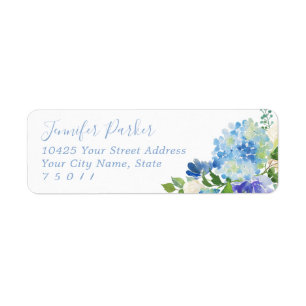 Blue Watercolor hydrangeas Return Address Labels