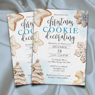 Blue Watercolor Icing Cookie Decorating Party Invitation