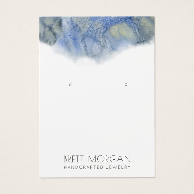 Blue Watercolor Ink Earring Jewelry Display Cards (Front)