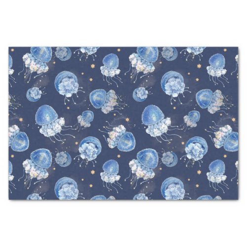 Blue Watercolor Jellyfish  Tissue Paper