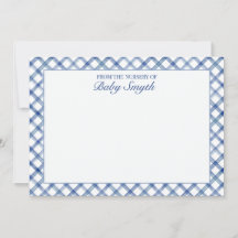 Blue Watercolor Lattice Nursery Card