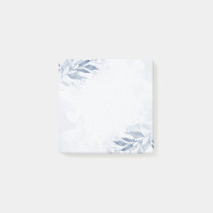 Blue Watercolor Leaves Flowers Botanical Wedding Post-it Notes