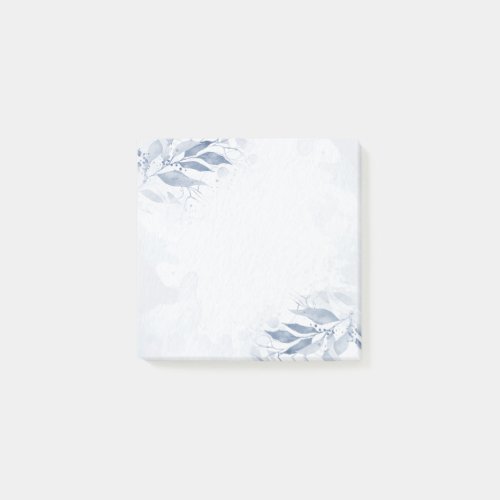 Blue Watercolor Leaves Flowers Botanical Wedding Post_it Notes