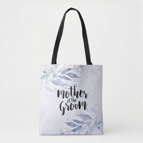 Blue Watercolor Leaves Wedding Mother of the Groom Tote Bag