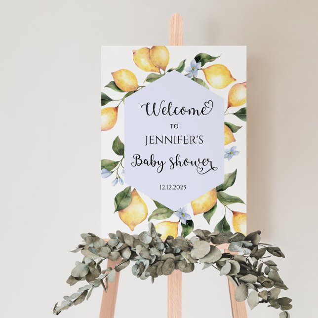 Blue watercolor lemon baby shower foam board (Creator Uploaded)