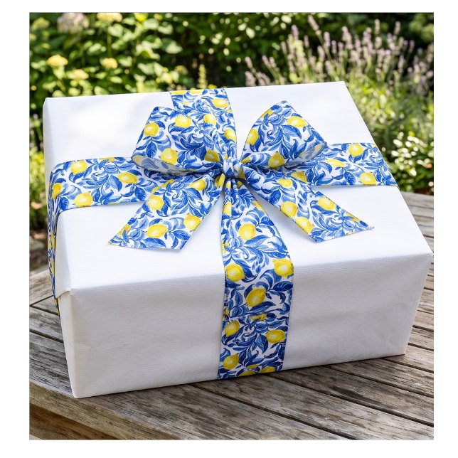 Blue Watercolor Lemon Pattern Ribbon (Creator Uploaded)