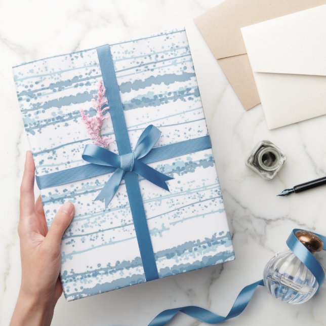 Blue Watercolor Line Pattern Wrapping Paper (Gifting)
