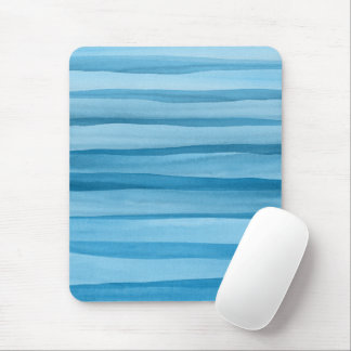 Blue Watercolor Lines Abstract Pattern Mouse Pad