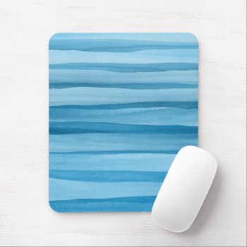 Blue Watercolor Lines Abstract Pattern Mouse Pad by blueskywhimsy at Zazzle