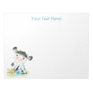 Blue Watercolor Little Cow Notepad