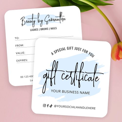 Blue Watercolor Logo Trendy Business Gift Card