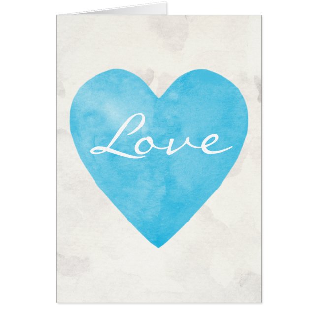 Blue Watercolor Love Heart Cards (Front)