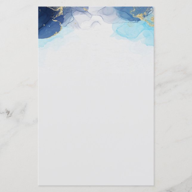 Blue watercolor marble Letterhead (Front)