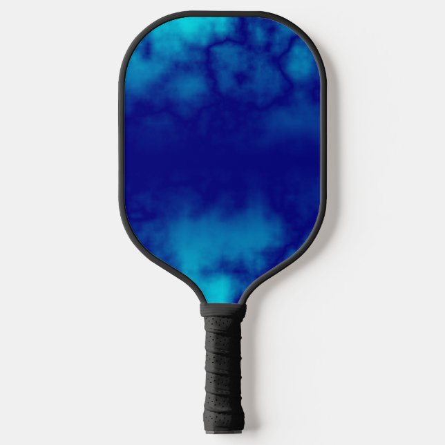 Blue watercolor marble pattern pickleball paddle (Front)