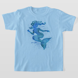 Blue Watercolor Mermaid T-Shirt