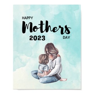 Blue Watercolor Modern Mother's Day Poster