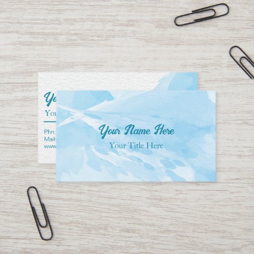 Blue Watercolor Modern Trendy Textured Business Card