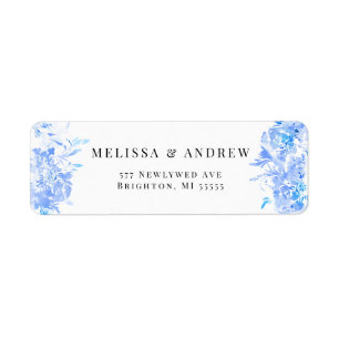 Blue Watercolor Modern Wedding Thank You Label