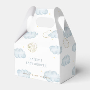Blue Watercolor Moon Star Cloud Boy Baby Shower Favor Boxes