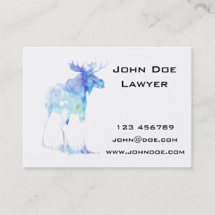 Blue watercolor Moose illustration Business Card