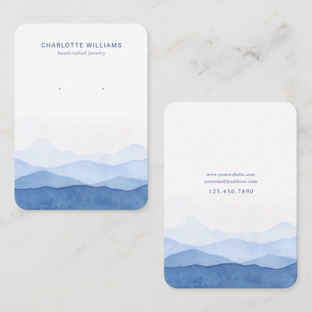 Blue Watercolor Mountain Jewelry Card (Front/Back)