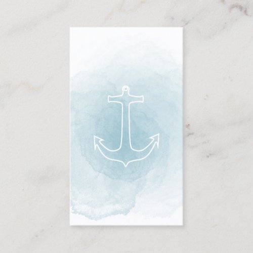 Blue Watercolor Nautical Anchor Business Card