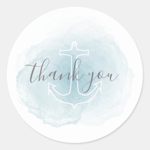 Blue Watercolor Nautical Thank You Sticker