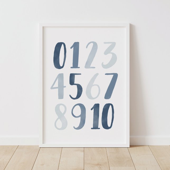 Blue Watercolor Numbers Educational Nursery Decor (Creator Uploaded)
