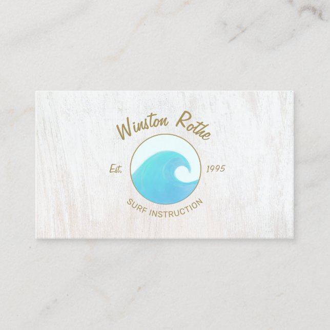 Blue Watercolor Ocean Wave Logo Business Card (Front)
