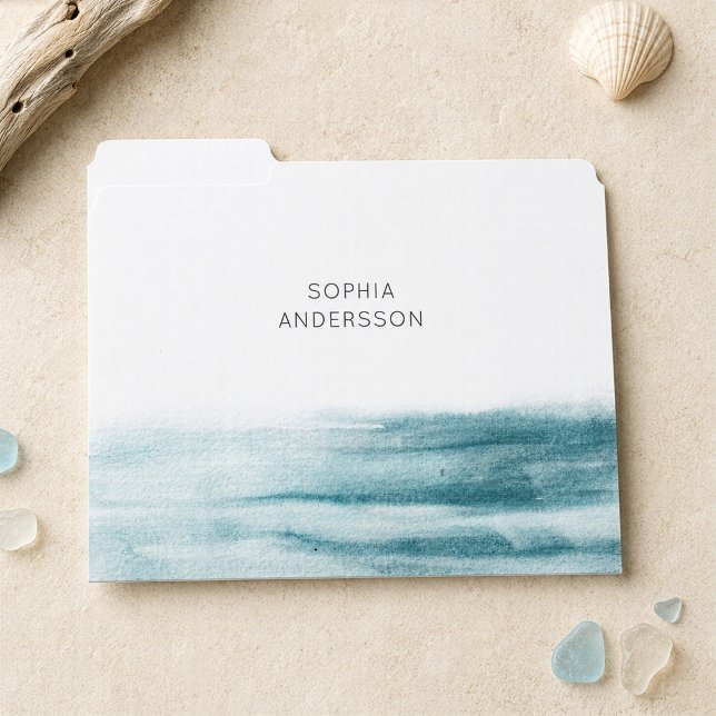 Blue Watercolor Ocean Waves File Folder (Creator Uploaded)