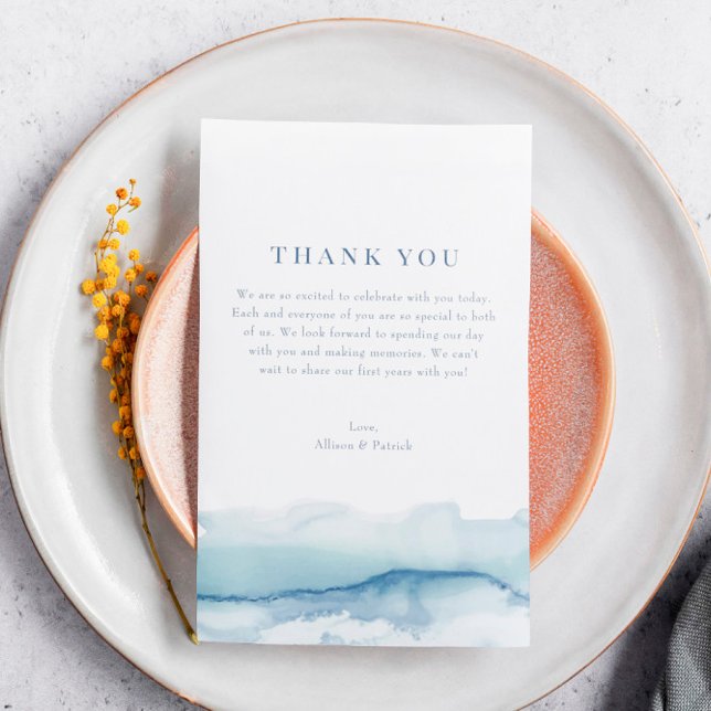 Blue Watercolor Ocean Wedding Thank You Note Announcement Postcard (Creator Uploaded)