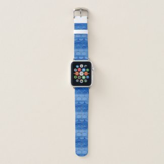 Blue Watercolor Ogee Pattern Apple Watch Band